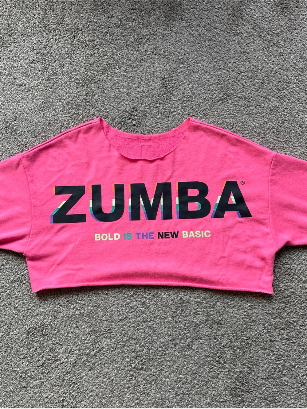 Zumba Fitness Bright Pink Cropped Tee with Bold Logo